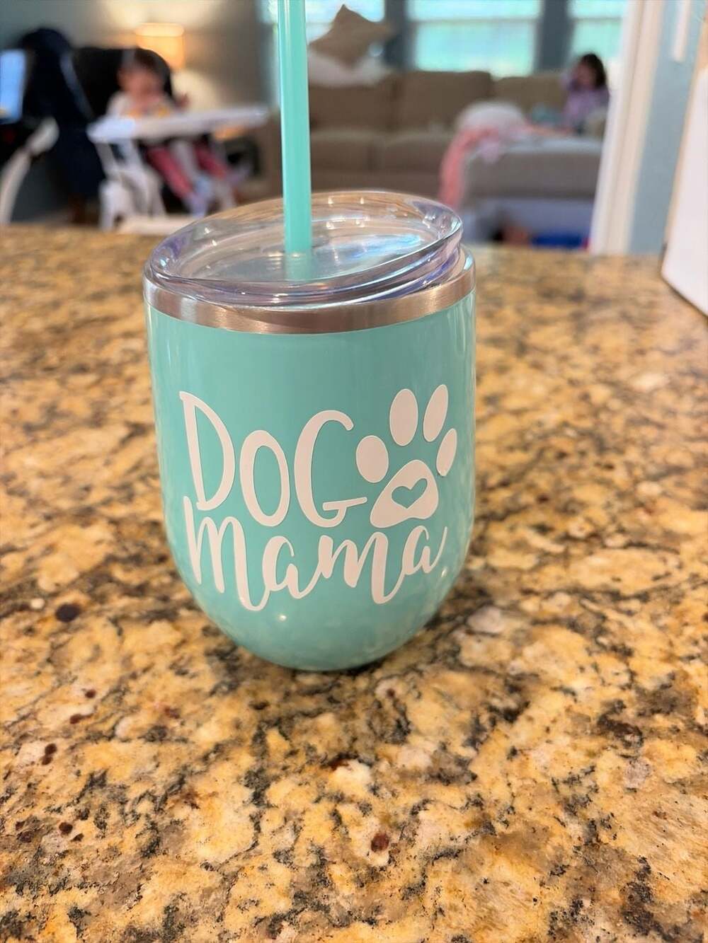 Maars Bev Steel 12oz Insulated Wine Tumbler Teal Dog Mama